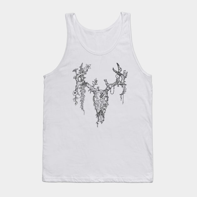 Deer Skull  (Nature / Steampunk Antlers) Tank Top by SamDeaconArt